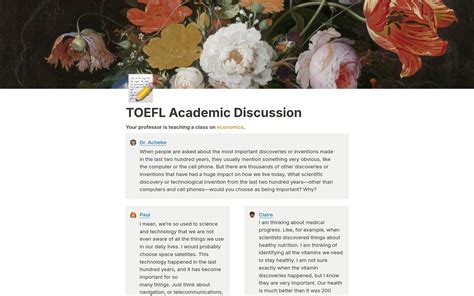 Toefl Academic Discussion Template Notion Marketplace