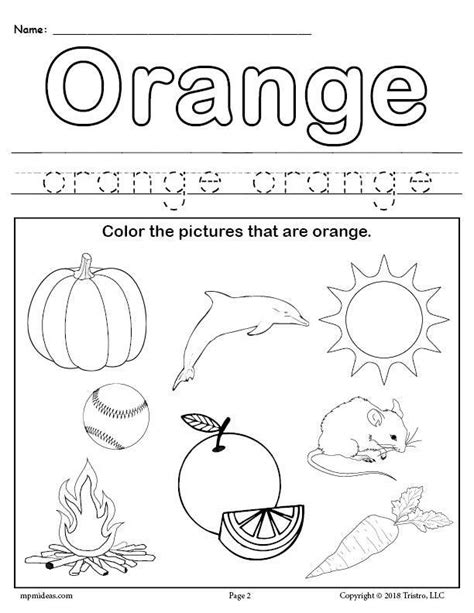 Coloring Orange Pictures Worksheets - WorksheetsCity