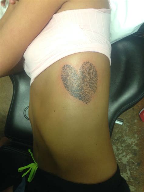 Tattoo Of My Parents Fingerprints In The Shape Of A Heart To Honor Them