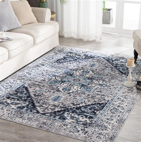 Syalife Washable Rug Vintage Area Rugs, 9'x 12' Living Room Rug with ...