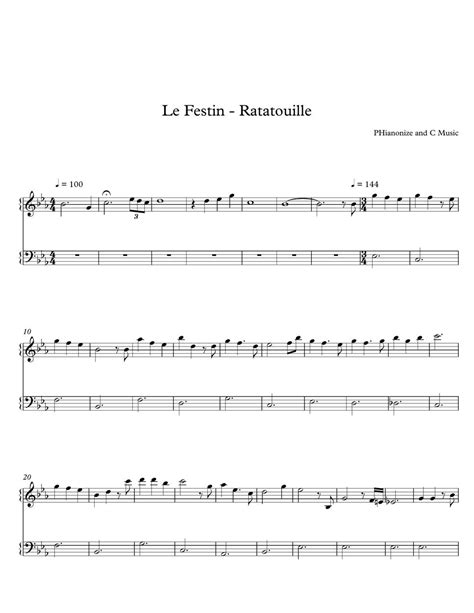 Camille Le Festin Ratatouille Ost Easy Version Spartito By