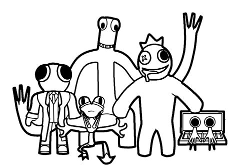 Rainbow Friends creatures - Rainbow friends Coloring Pages