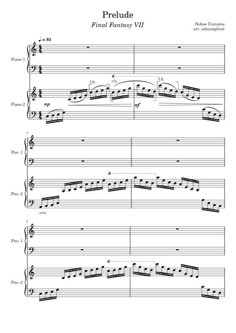 Prelude Final Fantasy Vii Piano Duet Sheet Music For Piano Piano