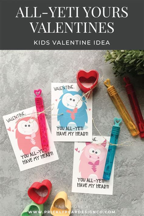 Kids Yeti Valentines Classroom Valentine Digital Download Prickly