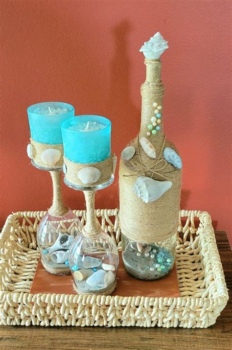 Sand And Shells Wine Bottle Glasses Glassware Crafts Wine Bottle Crafts Bottle Crafts