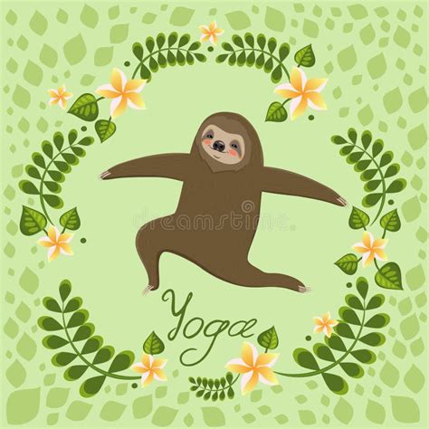 Sloth Yoga Different Poses Vector Set All Elements Are Isolated