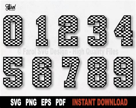 Racing Checkered Numbers Svg Racing Svg File For Cricut Etsy