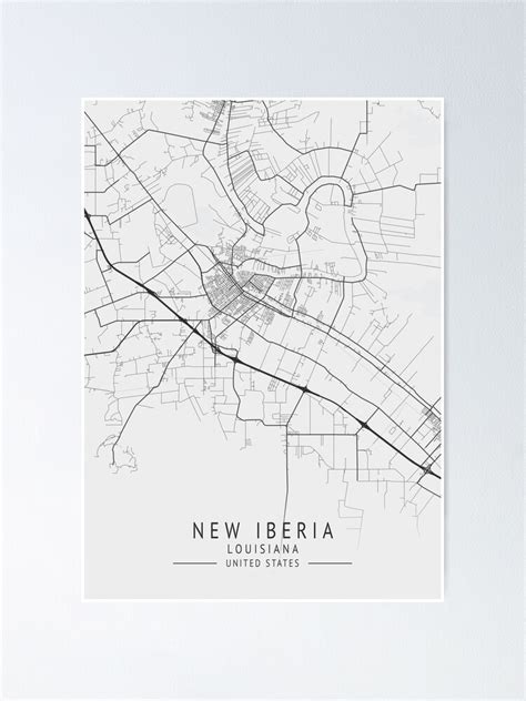 New Iberia Louisiana US Gray City Map Poster For Sale By