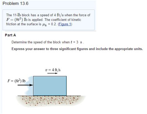 Solved The Lb Block Has A Speed Of Ft S When The Force Chegg