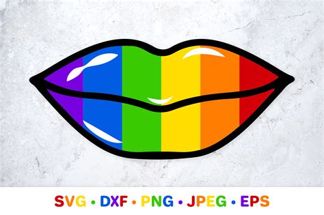 Rainbow Lipstick Kisses Svg Lgbt Flag Lips Gay Pride Month By