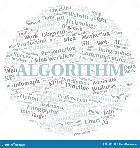 Algorithm Typography Word Cloud Create with the Text only. Stock