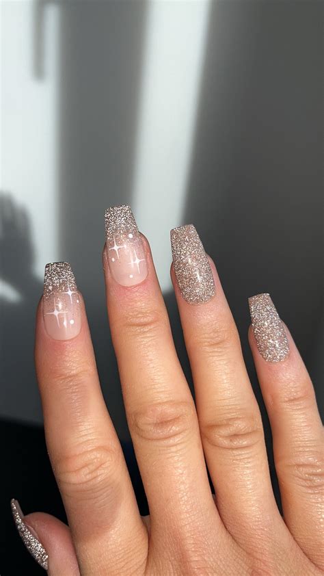 Nude Sparkle Custom Press On Nails Christmas Glue On Nails Star False