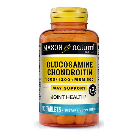 Mason Natural Glucosamine Chondroitin 1500 1200 MSM 500 Supports