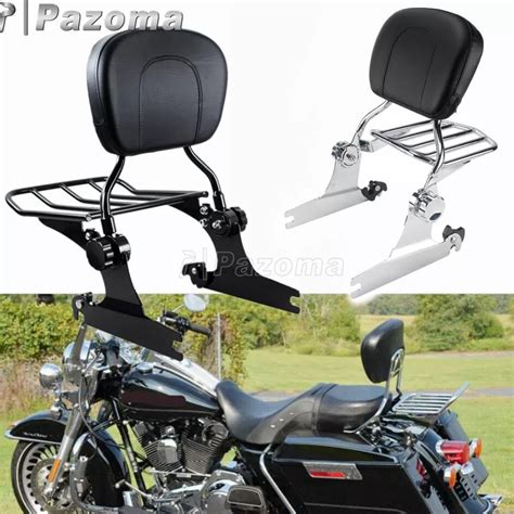 Motorcycle Sissy Bar Detachable Backrest W Rear Luggage Rack For Harley