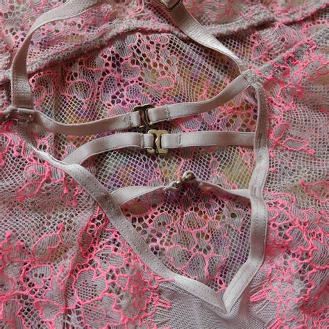 Pink Lace Bodysuit Lingerie Adjustable Straps Super Depop