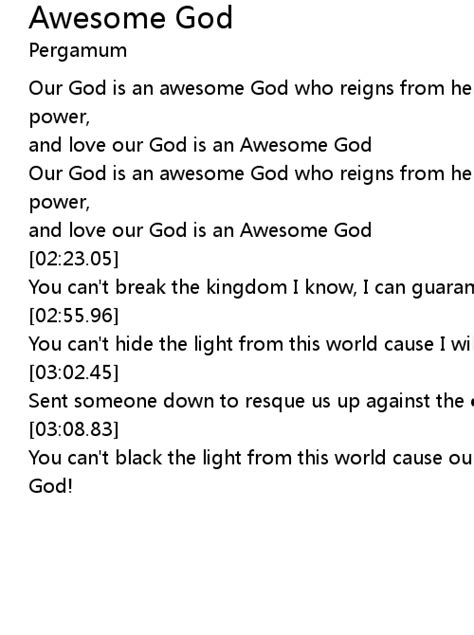 Awesome God Lyrics - Follow Lyrics