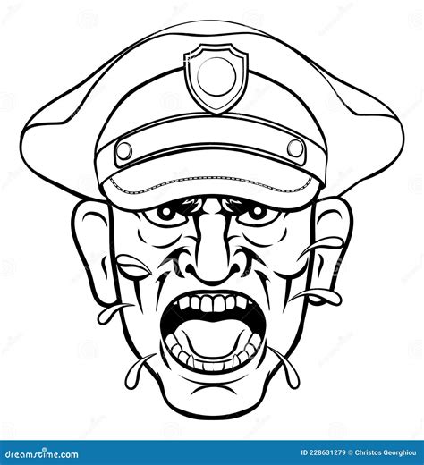 Angry Policeman Police Officer Cartoon Stock Vector Illustration Of