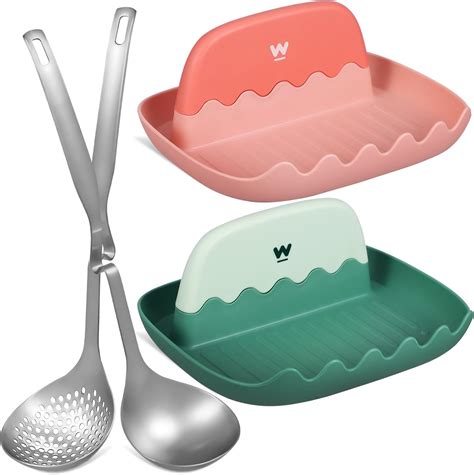 Amazon HEMOTON Stainless Steel Hot Pot Strainer Scoops With Spoon Rest Hotpot Soup Ladle