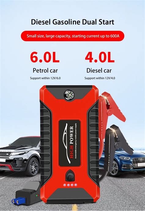 Portable Car Jump Starter High Power Jump Starter 12V Car Lithium ...
