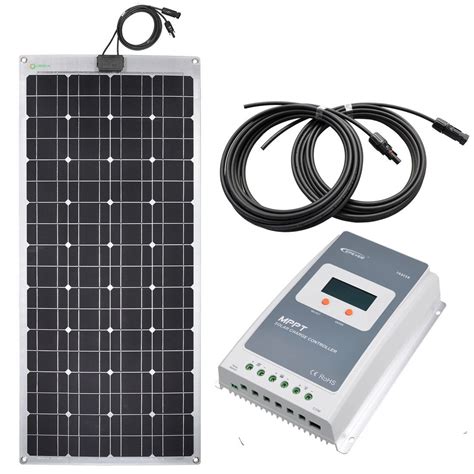 Lensun 100w 12v Flexible Rv Solar Panel Kit With 10 Amp Controller And 2pcs 5m Mc4 Cables Rv