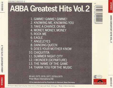 The First Pressing Cd Collection Abba Greatest Hits Vol