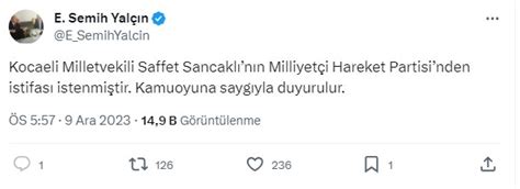 Son dakika Saffet Sancaklı nın MHP den istifası istendi