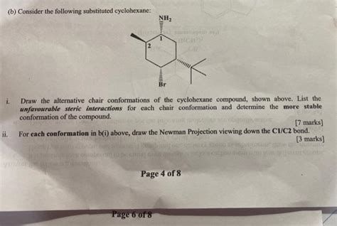 Solved B Consider The Following Substituted Cyclohexane Chegg