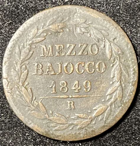 Stato Pontificio Mezzo Baiocco Pio Ix Zecca Roma Moneta Eur