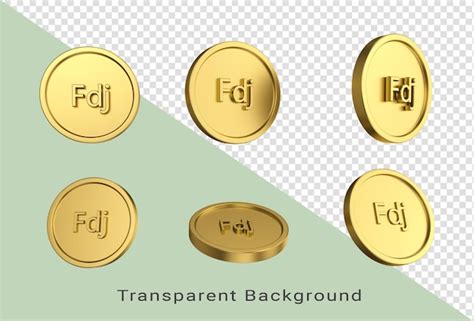 Ilustração 3d conjunto de moedas de ouro franco djibutiano em