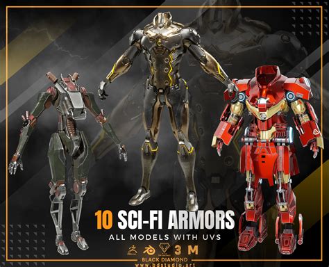 10 SCI FI ARMOR MODELS FlippedNormals