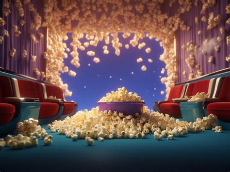 Premium Photo | Background image at the cinema popcorn