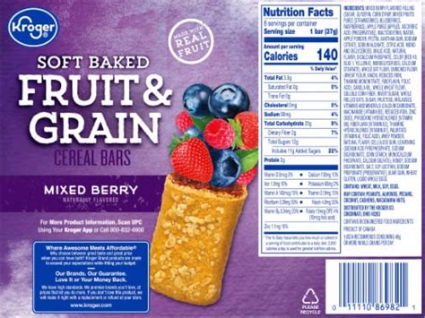 Kroger® Fruit & Grain Mixed Berry Cereal Bars, 8 ct / 1.3 oz - Kroger