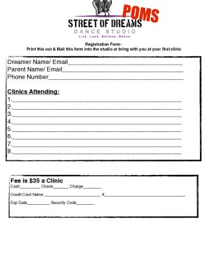 Fillable Online Poms Clinic Reg Form Fax Email Print Pdffiller