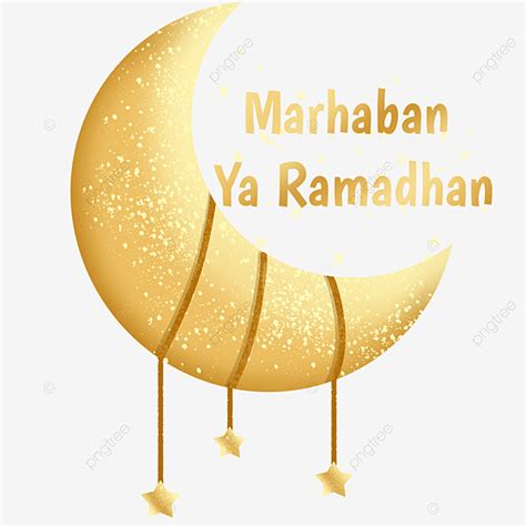 Lua De Ouro Marhaban Ya Ramadhan Png PNG Lua De Ouro Vetor Islâmico