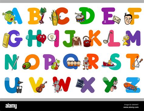 Educational Cartoon Alphabet For Kids Stock Vector Image And Art Alamy