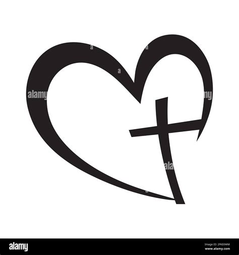 Heart With Christian Cross Inside Vector Illustration Stock Vector