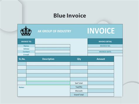 Excel Of Fresh Blue Finance Invoicexlsx Wps Free Templates