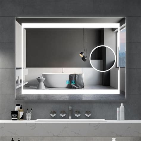 Quavikey 800 X 600 Mm Led Bathroom Magnifying Mirror With Lights Illuminated Bathroom Wall