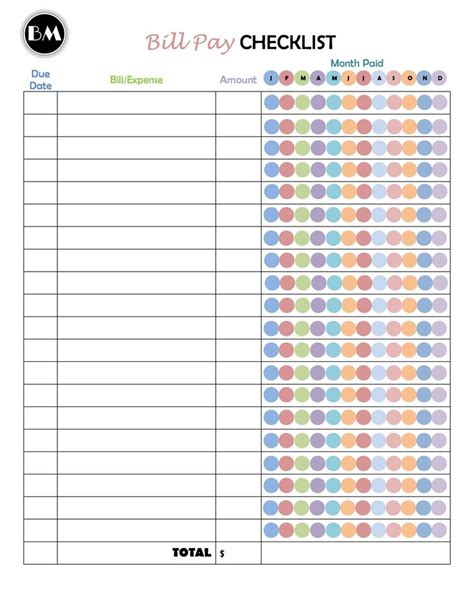 33 Free Bill Pay Checklists Bill Calendars PDF Word Excel Bill