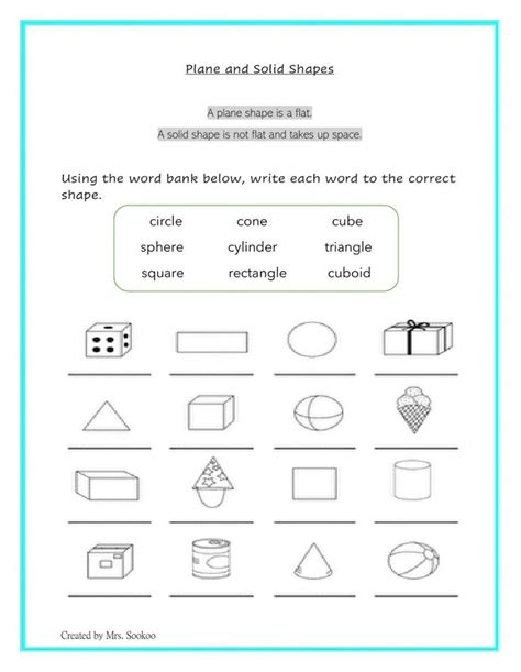 Interactive Worksheet: Plane and Solid Shapes