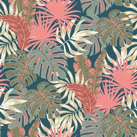 Premium Vector Abstract Seamless Pattern With Tropical Plants And