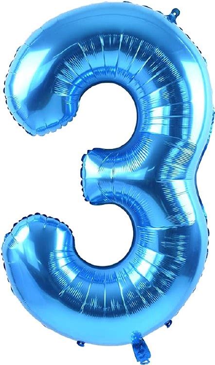 Jumbo 34in Helium Number Mylar Balloon • Blue 3 Champion Party Supply