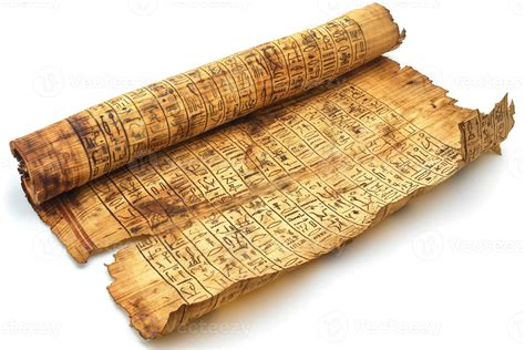 ancient papyrus scroll  intricate hieroglyphics  aged parchment