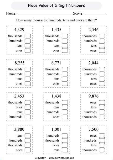 Value Of A Digit Worksheets