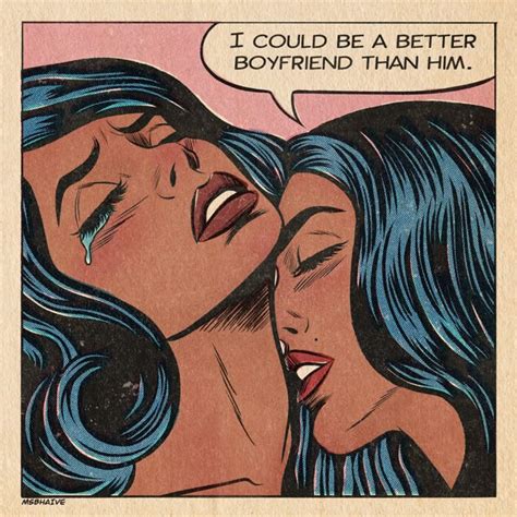 Boyfriend Art Print Vintage Lesbian Lesbian Art Cute Lesbian Couples Pop Art Comic Girl