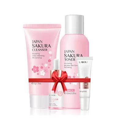 Laikou Sakura Cleanser Face Toner Serum Eye Cream Set Pcs