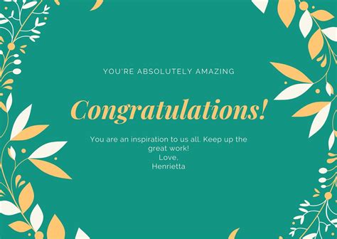 Free Printable Custom Congratulation Card Templates Canva