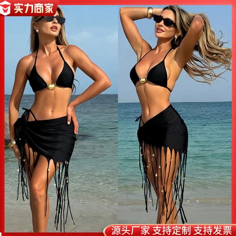 New Cross Border European And American Bikini Three Piece Triangle Split Swimsuit Sexy