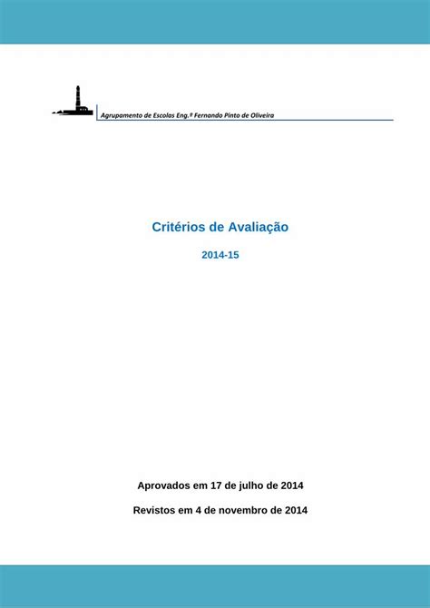 Pdf Crit Rios De Avalia O Mo De Escolas Eng Fernando Pinto De