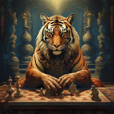 Premium AI Image | Majestic_Tiger_Chess